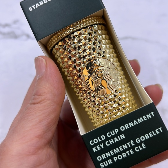Gold Studded Starbucks Cup Keychain / Ornament Christmas Winter 2022 - Picture 3 of 4